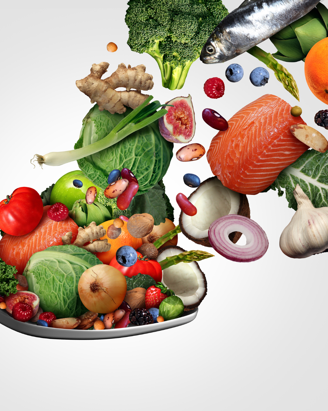 Gezond en kleurrijk eten op een bord